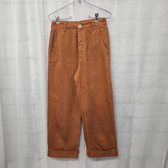 Free People Pants - Free People Rust Orange Cropped Cuffed Casual Pants 27